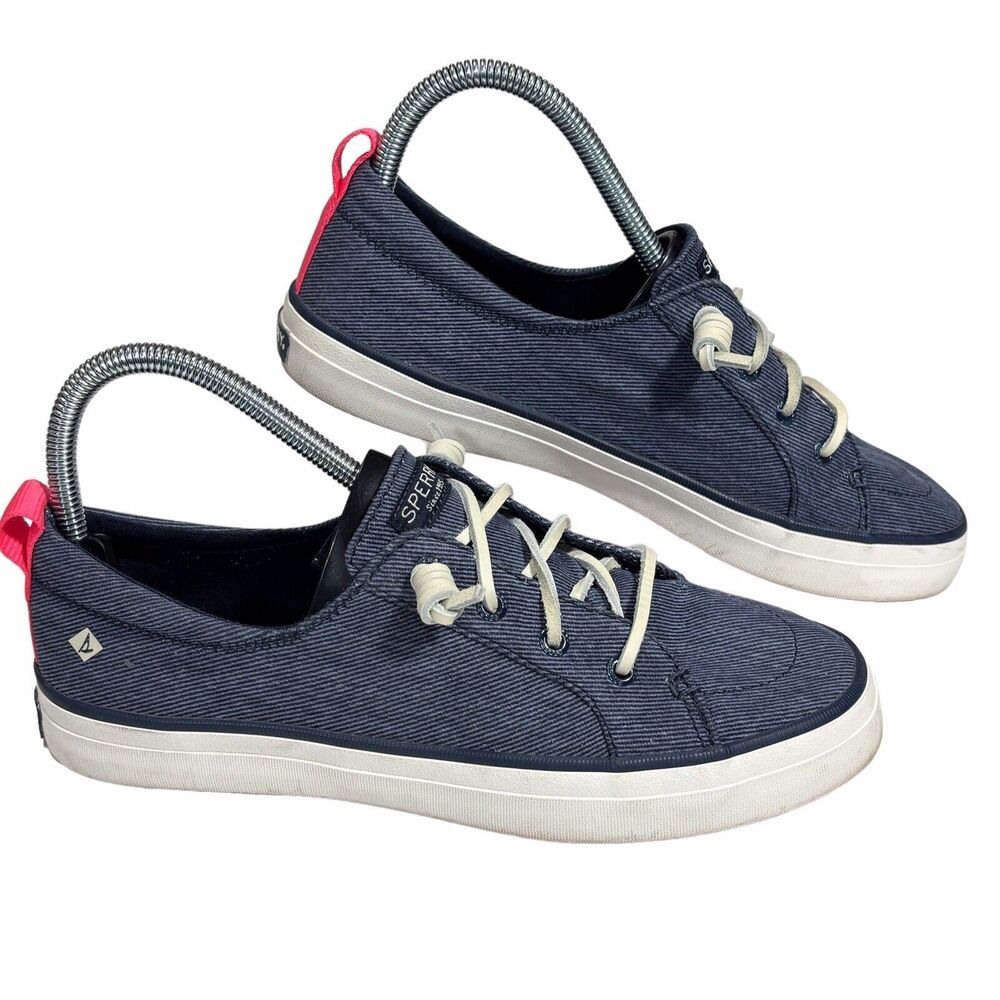 Sperry Crest Vibe Washed Twill Womens Size 8 Navy Sneakers STS84912 Boat Shoes
